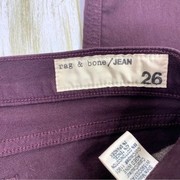 Rag & Bone Maroon Fine Wine The Dre Skinny Jeans